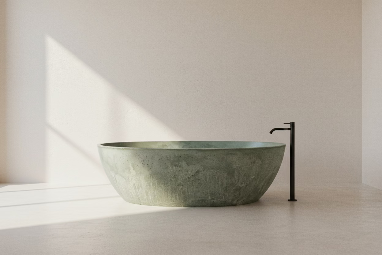 Rocco Fern | OVAL Wide Bath | Concrete | 1 Only In Stock Now | Buy Now