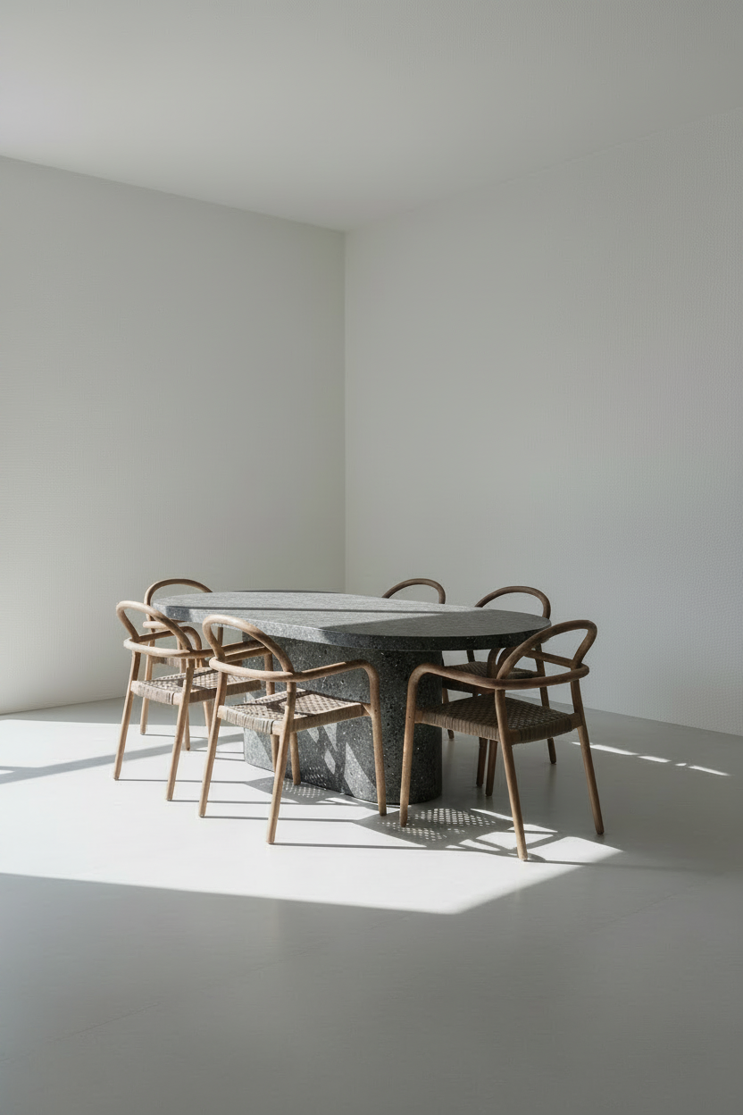 Hand-trowelled microcement table